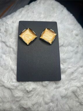 Yellow Square Stud Earrings - Women Accessories